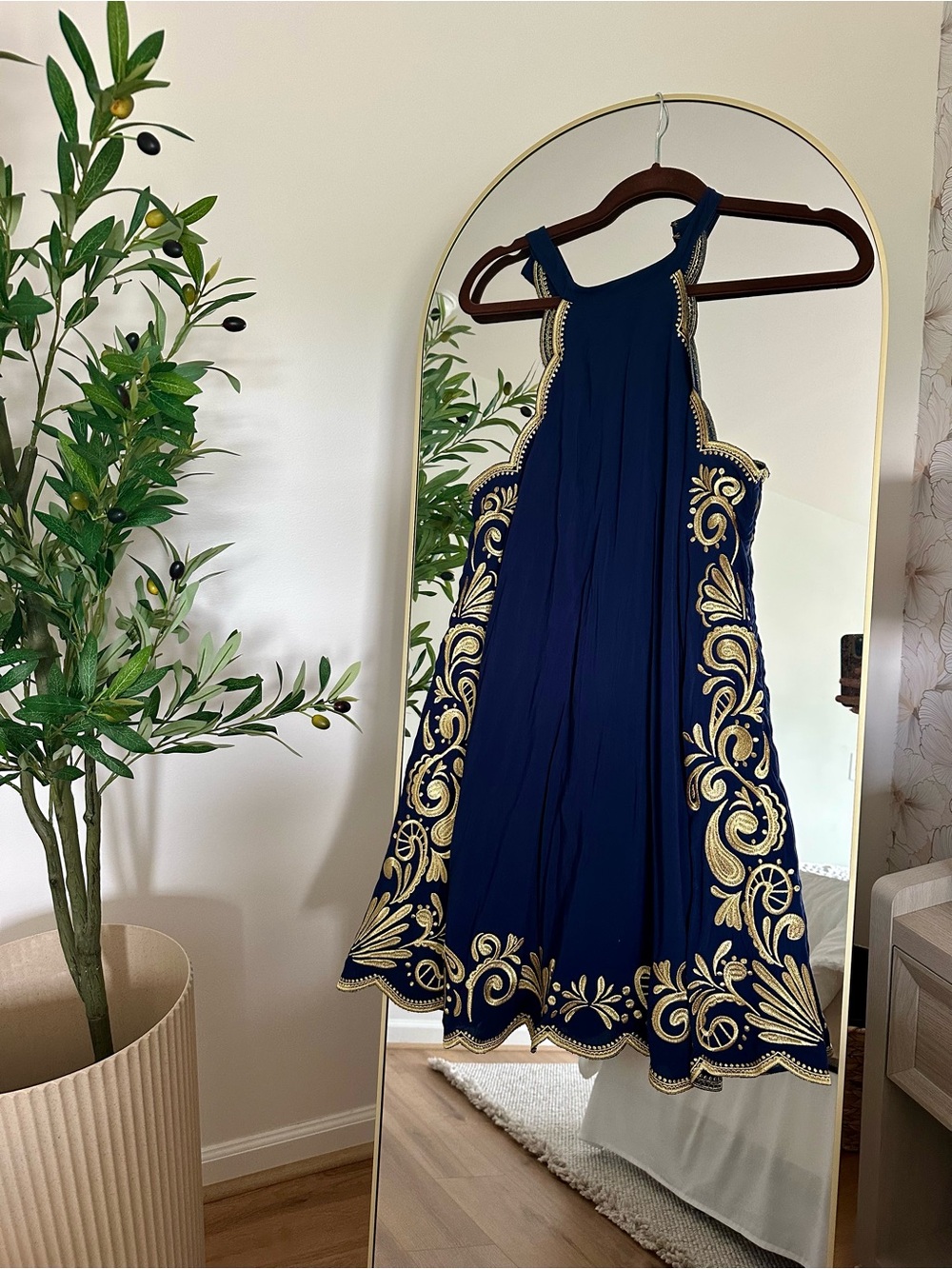 Lilly Pulitzer Navy Dress with Gold Embroidery